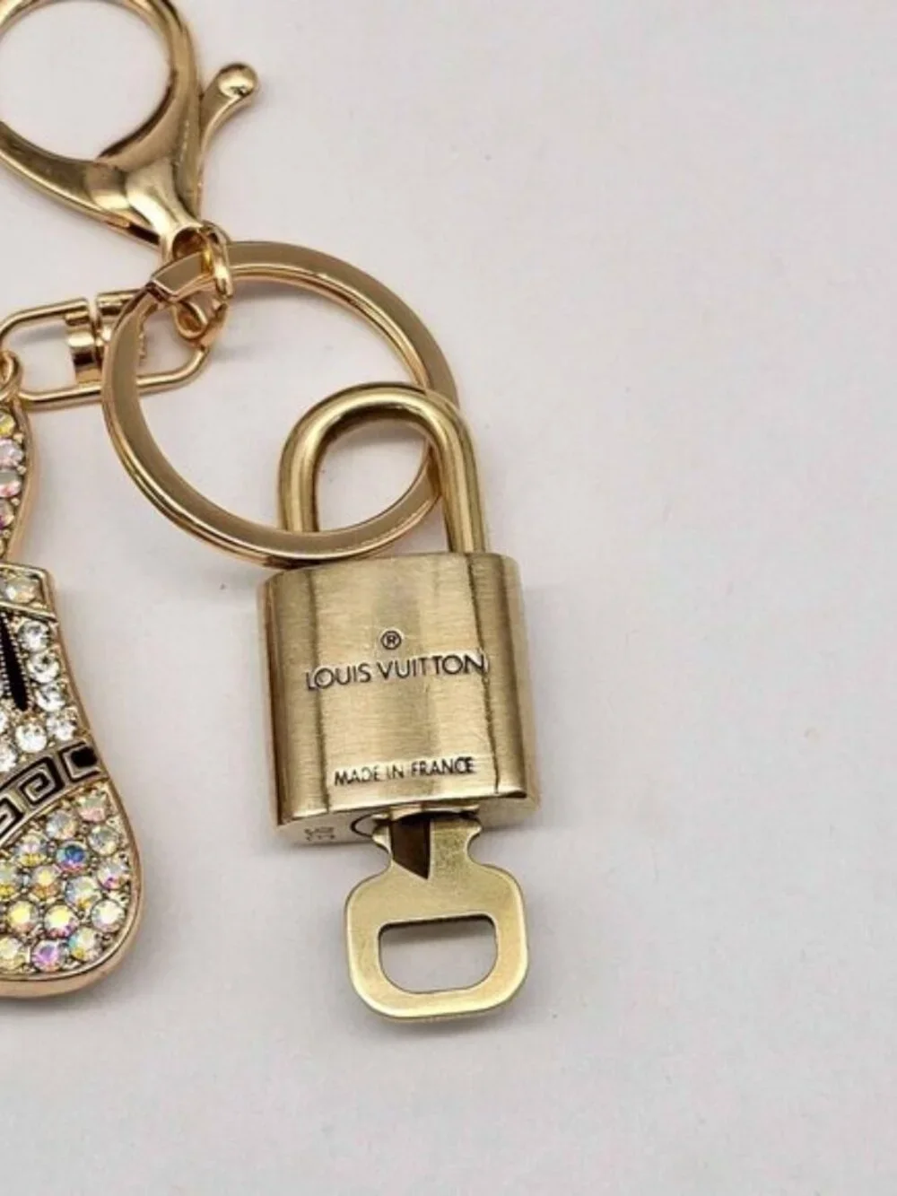 Louis Vuitton Authentic Gold Padlock 🔒 Key + Unbranded Keychain Bag Charm